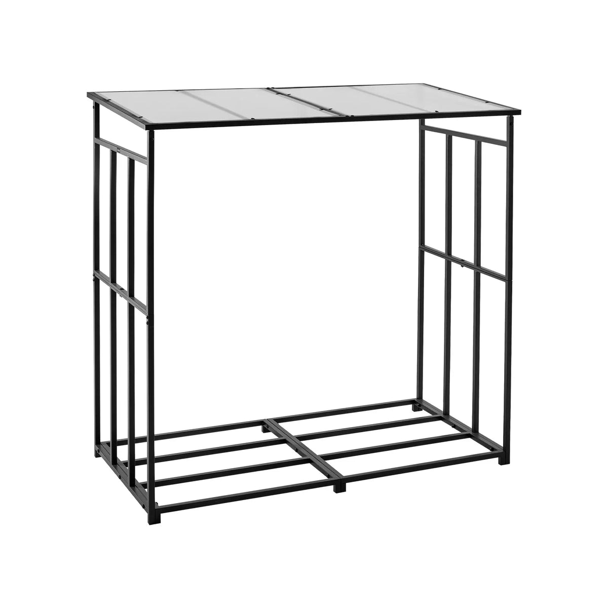 VEVOR Outdoor Firewood Rack with Sloped Roof, 1.85 m Length, ~0.9 m³ Storage Capacity, Max Load 299 kg, Powder-Coated Metal Stand for Fireplace, Terrace, Patio and Garden