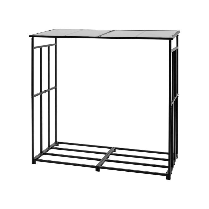 VEVOR āra malkas statīvs ar slīpu jumtu, garums 1,85 m, malkas uzglabāšanas ietilpība ~0,9 m³, maksimālā slodze 299 kg, pulverkrāsots metāla statīvs kamīnam, terasei, pagalmam un dārzam