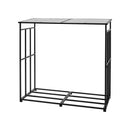 VEVOR āra malkas statīvs ar slīpu jumtu, garums 1,85 m, malkas uzglabāšanas ietilpība ~0,9 m³, maksimālā slodze 299 kg, pulverkrāsots metāla statīvs kamīnam, terasei, pagalmam un dārzam