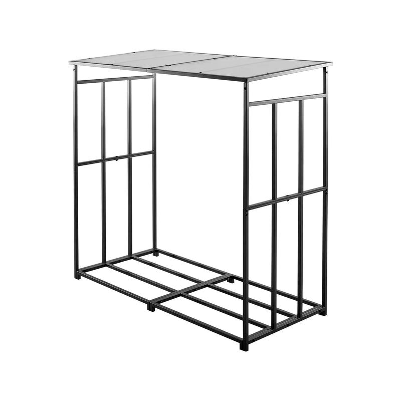 VEVOR āra malkas statīvs ar slīpu jumtu, garums 1,85 m, malkas uzglabāšanas ietilpība ~0,9 m³, maksimālā slodze 299 kg, pulverkrāsots metāla statīvs kamīnam, terasei, pagalmam un dārzam