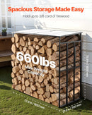 VEVOR āra malkas statīvs ar slīpu jumtu, garums 1,85 m, malkas uzglabāšanas ietilpība ~0,9 m³, maksimālā slodze 299 kg, pulverkrāsots metāla statīvs kamīnam, terasei, pagalmam un dārzam