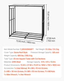 VEVOR āra malkas statīvs ar slīpu jumtu, garums 1,85 m, malkas uzglabāšanas ietilpība ~0,9 m³, maksimālā slodze 299 kg, pulverkrāsots metāla statīvs kamīnam, terasei, pagalmam un dārzam