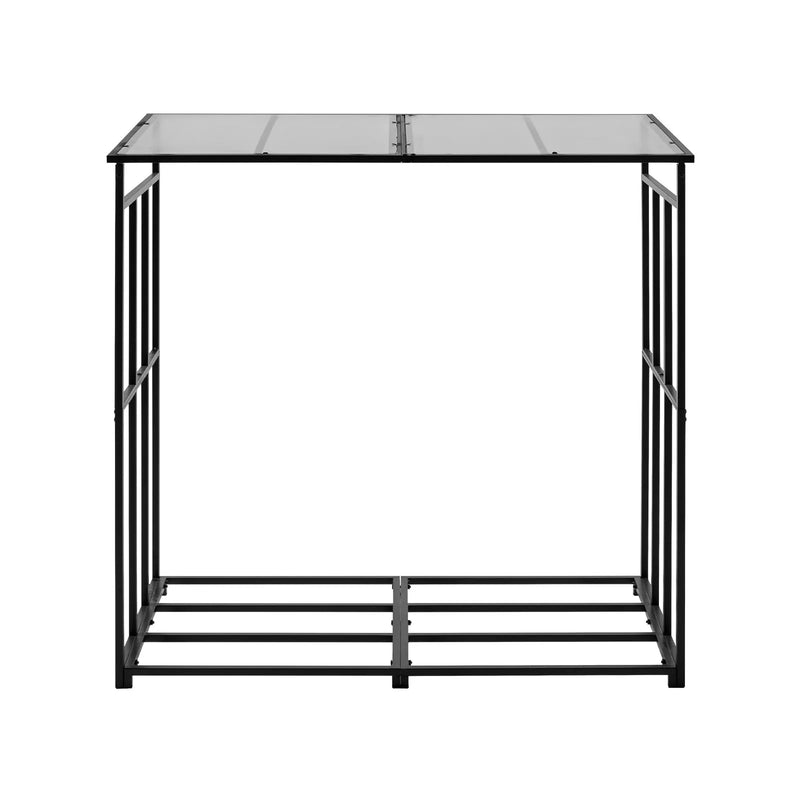 VEVOR āra malkas statīvs ar slīpu jumtu, garums 1,85 m, malkas uzglabāšanas ietilpība ~0,9 m³, maksimālā slodze 299 kg, pulverkrāsots metāla statīvs kamīnam, terasei, pagalmam un dārzam