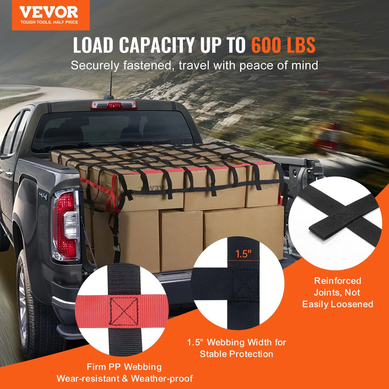 Smagsvara kravas tīkls 244 × 183 cm ar regulējamām sprādzēm un S-veida āķiem