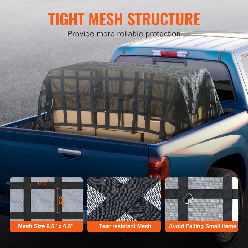 Smagsvara kravas tīkls 305 × 267 cm ar regulējamām sprādzēm un S-veida āķiem