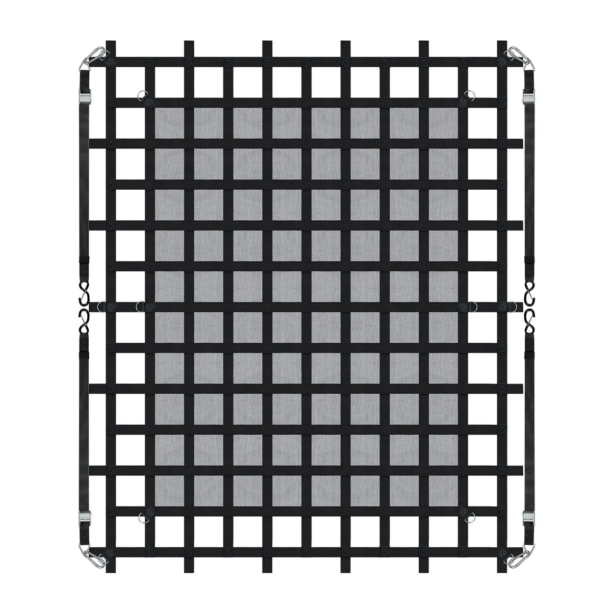Smagsvara kravas tīkls 244 × 206 cm ar regulējamām sprādzēm un S-veida āķiem