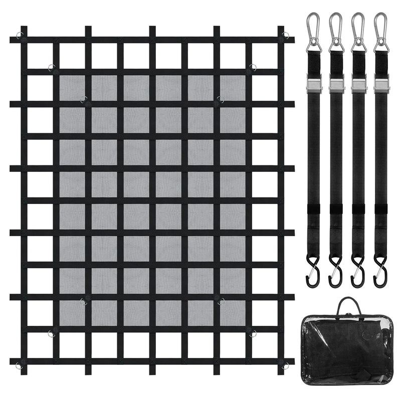 Smagsvara kravas tīkls 183 × 145 cm ar regulējamām sprādzēm un S-veida āķiem