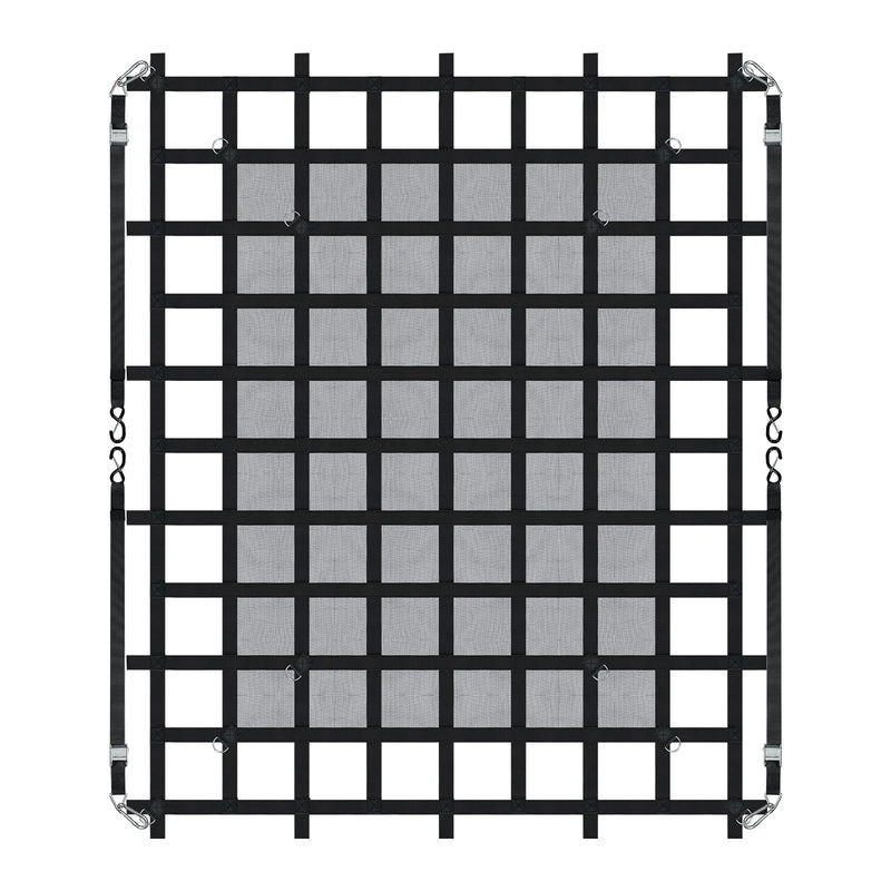 Smagsvara kravas tīkls 183 × 145 cm ar regulējamām sprādzēm un S-veida āķiem