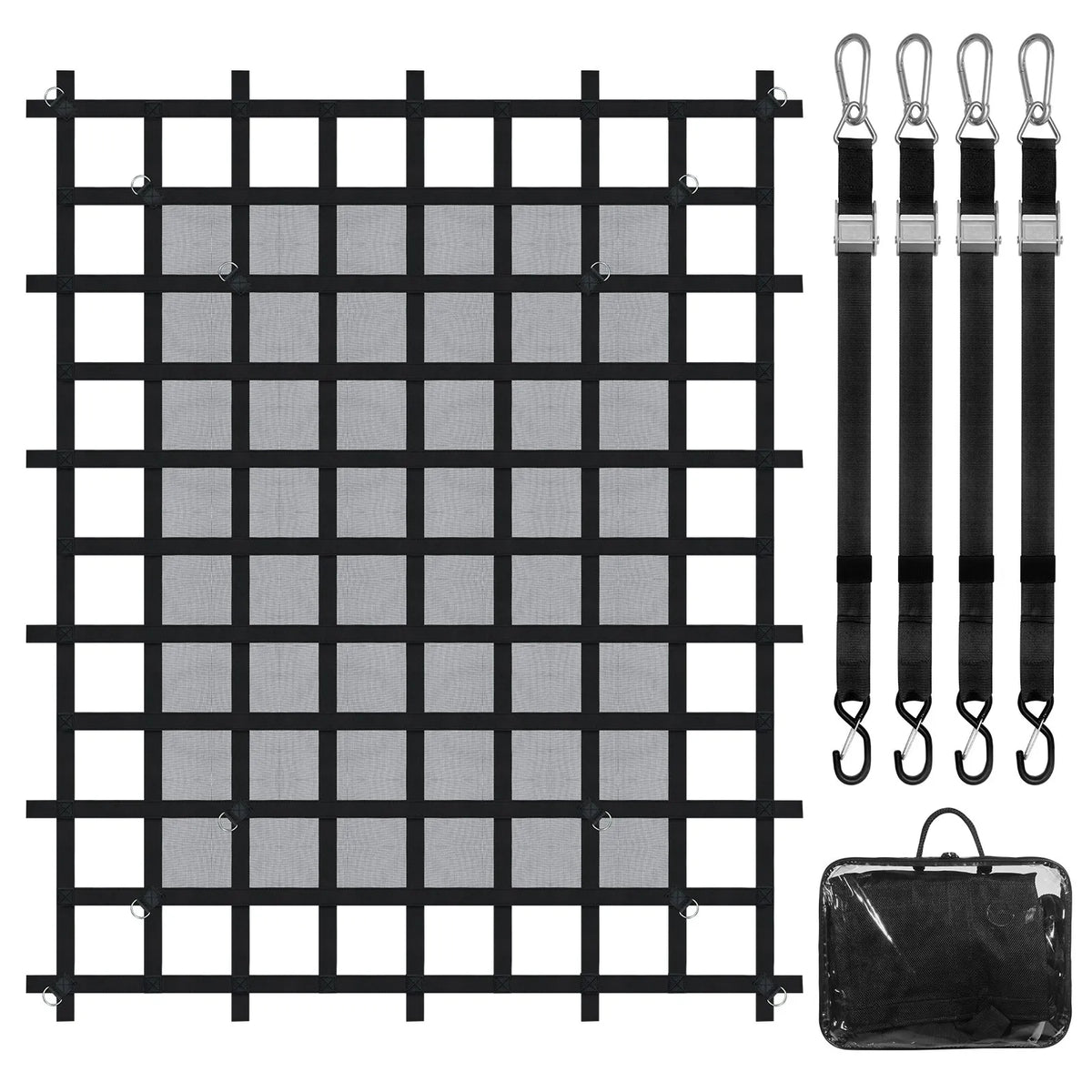 Heavy-duty cargo net 183 × 145 cm with adjustable straps and S-hooks