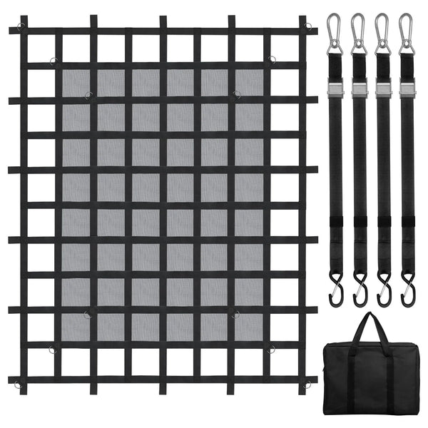 Smagsvara kravas tīkls 183 × 145 cm ar regulējamām sprādzēm un S-veida āķiem