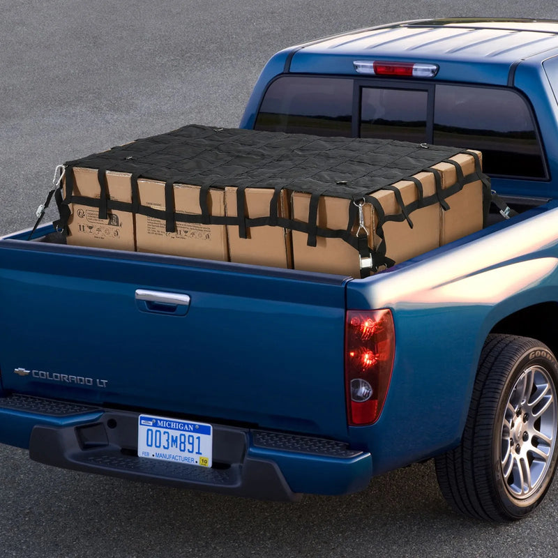 Smagsvara kravas tīkls 183 × 145 cm ar regulējamām sprādzēm un S-veida āķiem