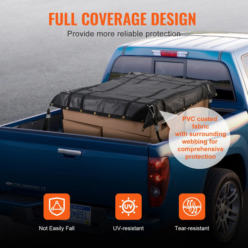 Smagsvara kravas tīkls 183 × 145 cm ar regulējamām sprādzēm un S-veida āķiem