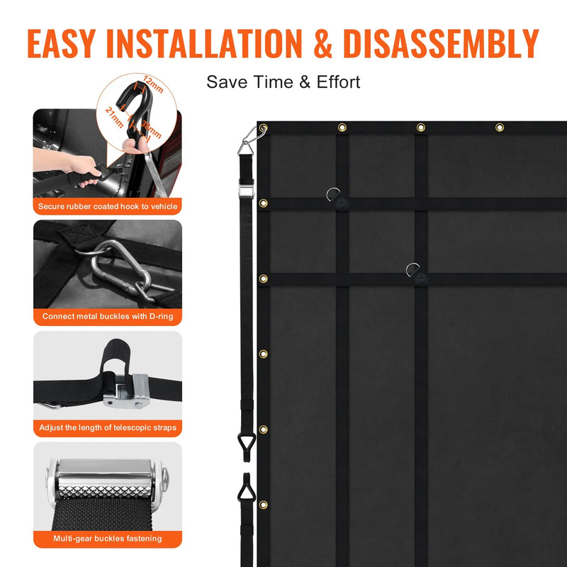 Smagsvara kravas tīkls 183 × 145 cm ar regulējamām sprādzēm un S-veida āķiem