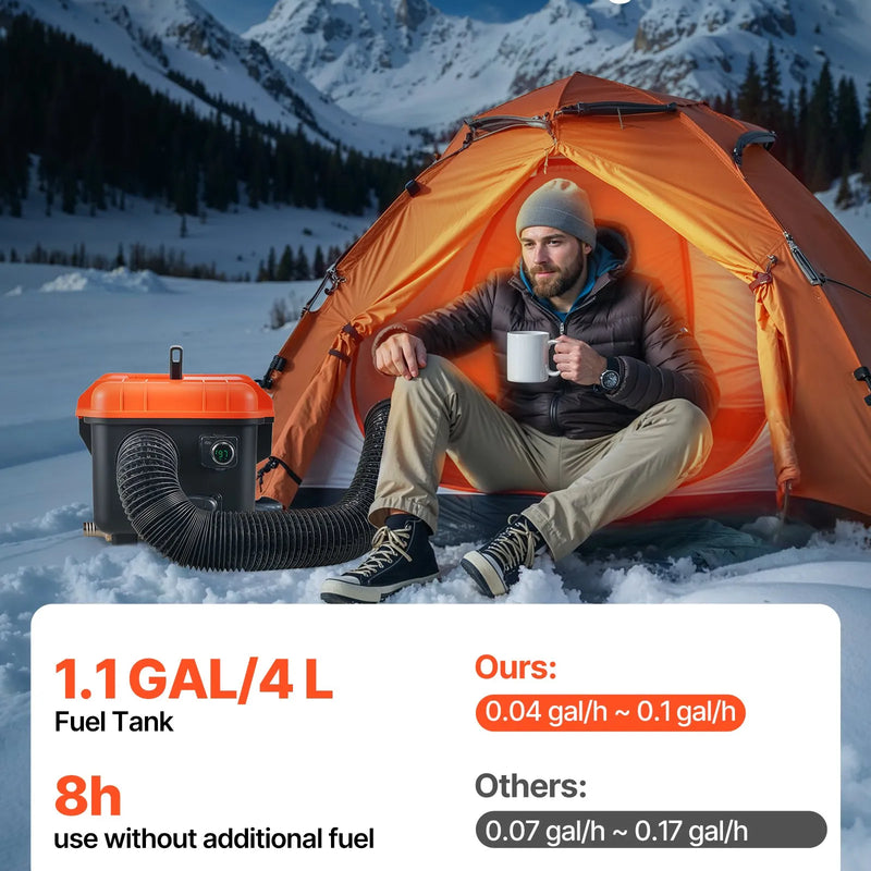 Dīzeļdegvielas sildītājs, 8 kW, 220V DC 12 V/24 V, pārnēsājams viengabala gaisa sildītājs ar tālvadību un LCD ekrānu, ātra uzsildīšana, zems trokšņa līmenis, 4 l degvielas tvertne, piemērots kravas auto, furgoniem, kemperiem un garāžām