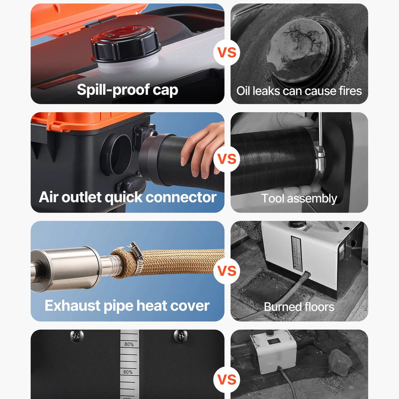 Dīzeļdegvielas sildītājs, 8 kW, 220V DC 12 V/24 V, pārnēsājams viengabala gaisa sildītājs ar tālvadību un LCD ekrānu, ātra uzsildīšana, zems trokšņa līmenis, 4 l degvielas tvertne, piemērots kravas auto, furgoniem, kemperiem un garāžām