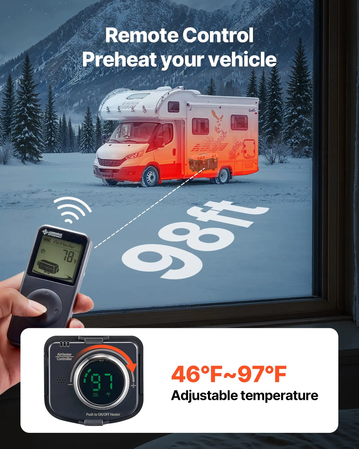 12V/220V 8 kW VEVOR diesel heater all-in-one – LCD, remote control, 4 l tank, for garage