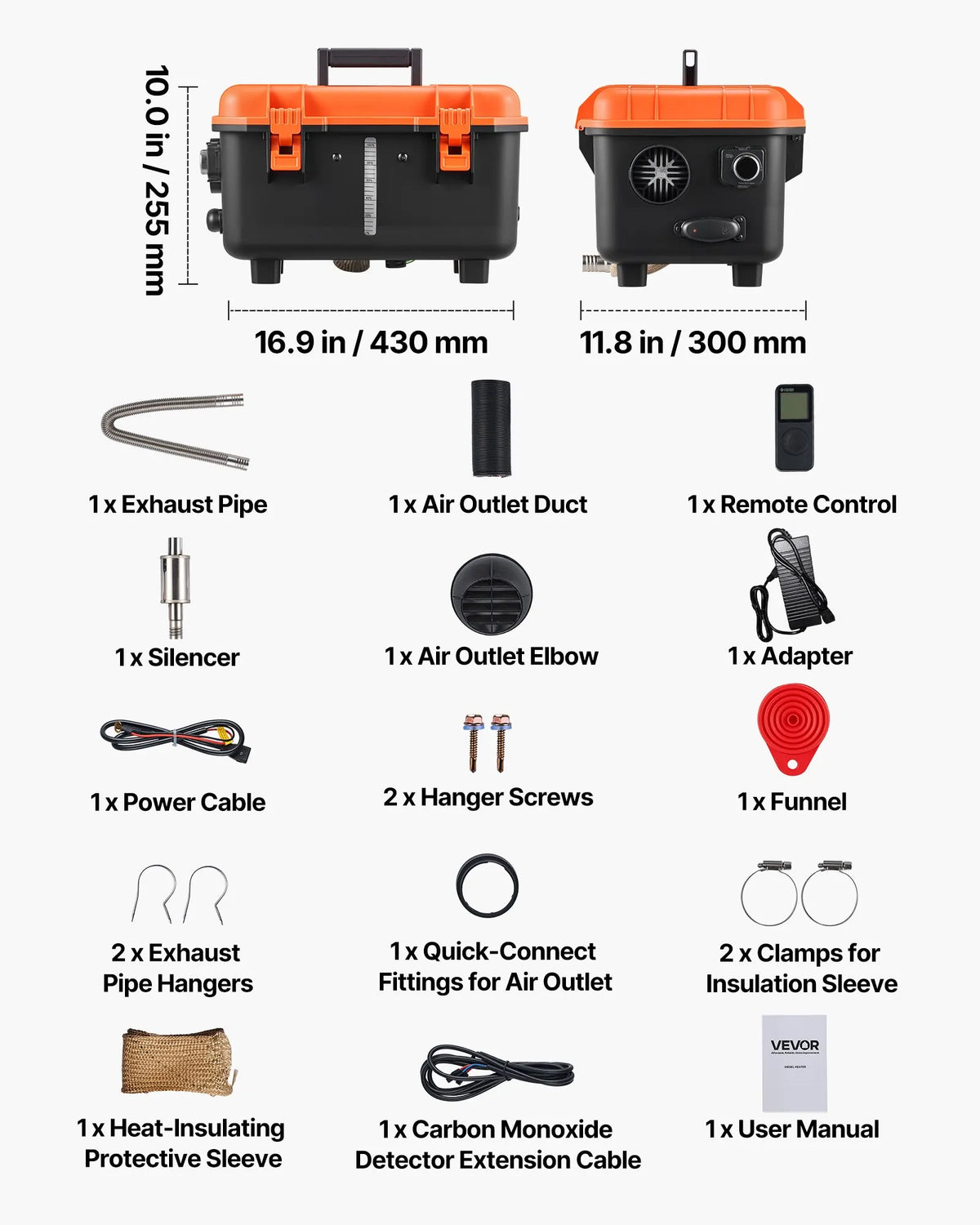 12V/220V 8 kW VEVOR diesel heater all-in-one – LCD, remote control, 4 l tank, for garage