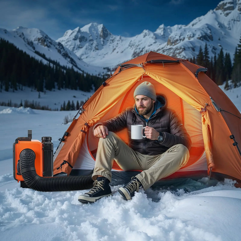 Dīzeļdegvielas sildītājs, 8 kW, 220V un DC 12 V/24 V, pārnēsājams viengabala gaisa sildītājs ar tālvadību un LCD ekrānu, ātra uzsildīšana, zems trokšņa līmenis, 4,5 l degvielas tvertne, piemērots kravas auto, furgoniem un kemperiem