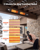 VEVOR infrasarkanais sildītājs 3000 W ar WiFi, tālvadības pulti, 3 sildīšanas režīmiem, IP55, melns
