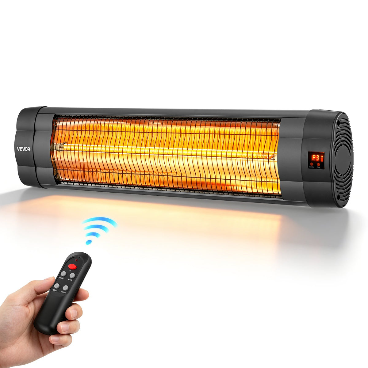 VEVOR infrasarkanais sildītājs 2500W, 3 režīmi, taimeris, melns