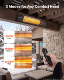 VEVOR infrasarkanais sildītājs 2500W ar statīvu un tālvadību, melns