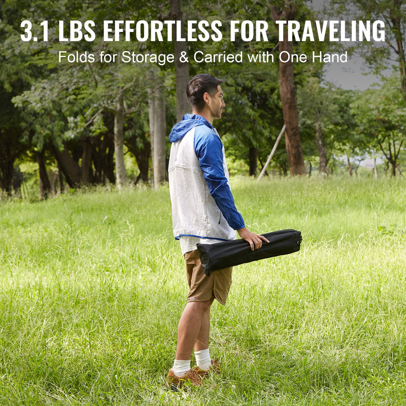 VEVOR saliekamais kempinga galds 56,4 x 40,4 cm, saliekams, ar somu, kvadrāta, melns