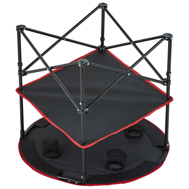 VEVOR saliekamais kempinga galds 72,0 x 72,0 cm, ar somu, apaļš, melns