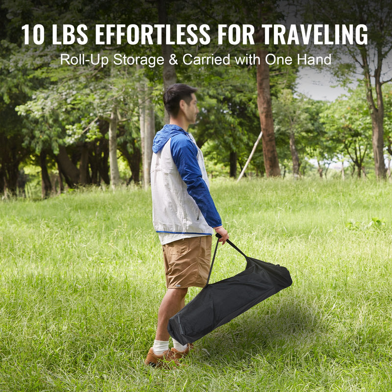 VEVOR saliekamais kempinga galds 115.0 x 55.0 x 70.0 cm, ar somu, kvadrāta, melns