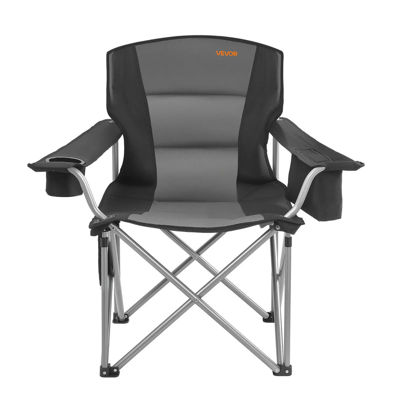 VEVOR saliekami kempinga krēsli 2 gab., maksimālā slodze 204 kg, ar polsterētu atzveltni un roku balstiem, krūzes turētāju, sānu kabatu un dzesēšanas somu, portatīvi krēsli kempingam un makšķerēšanai