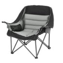 VEVOR liela izmēra kempinga krēsls, saliekams polsterēts krēsls ar līdz 204 kg slodzi, 2 krūžu turētāji un vīna glāzes turētājs, pārnēsāšanas soma kempingam un makšķerēšanai, melns/pelēks, 1 gab.