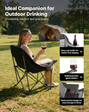 VEVOR liela izmēra kempinga krēsls, saliekams polsterēts krēsls ar līdz 204 kg slodzi, 2 krūžu turētāji un vīna glāzes turētājs, pārnēsāšanas soma kempingam un makšķerēšanai, melns/pelēks, 1 gab.