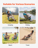 VEVOR saliekams pludmales krēsls ar augstu atzveltni, paplašināts sēdeklis, līdz 150 kg slodze, krūzes kabata, sieta atzveltne un pārnēsāšanas soma, gaiši zils