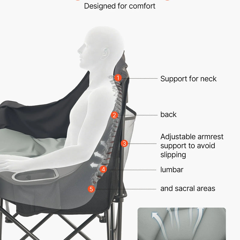 VEVOR divvietīgs kempinga krēsls, palielināts divu personu saliekams krēsls ar 300 kg slodzi, ar 2 krūžu turētājiem, vīna glāžu turētājiem, žurnālu siksnām un pārnēsāšanas somu, āra un pludmales lietošanai