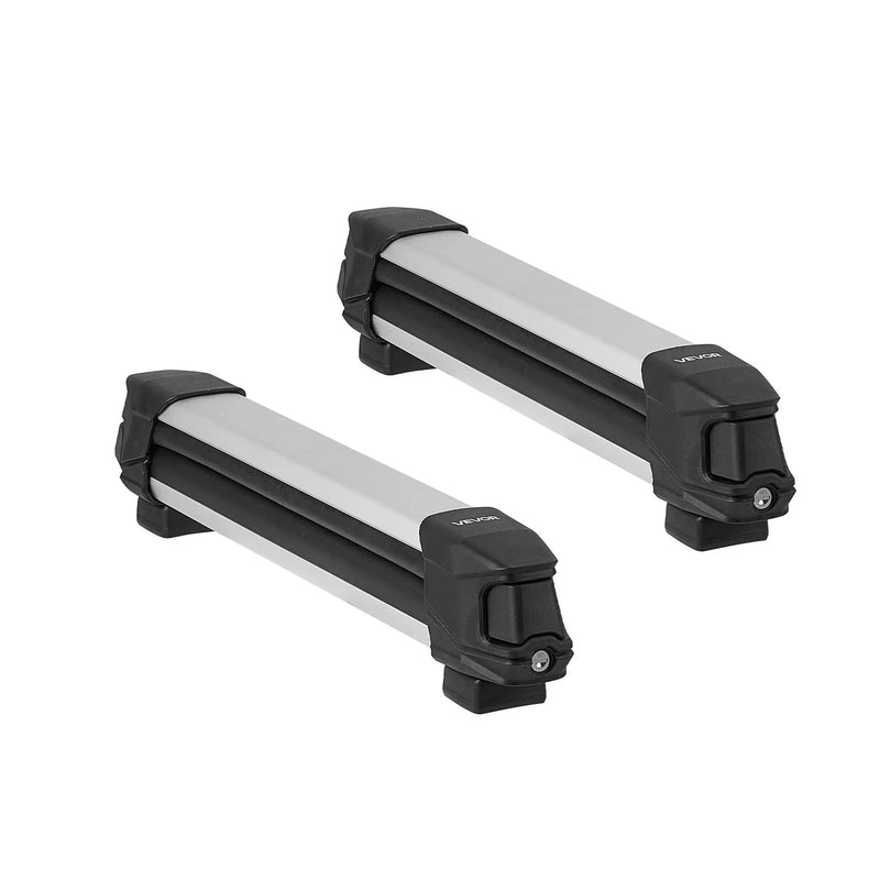 VEVOR slēpju un snovborda jumta turētājs, paredzēts līdz 4 slēpju pāriem vai 2 snovbordiem, 2 gab. universāls alumīnija auto jumta bagāžnieks ar slēdzeni un gumijas polsterējumu, piemērots arī makšķerkātiem, saderīgs ar vairumu rievotu šķērsstieņu