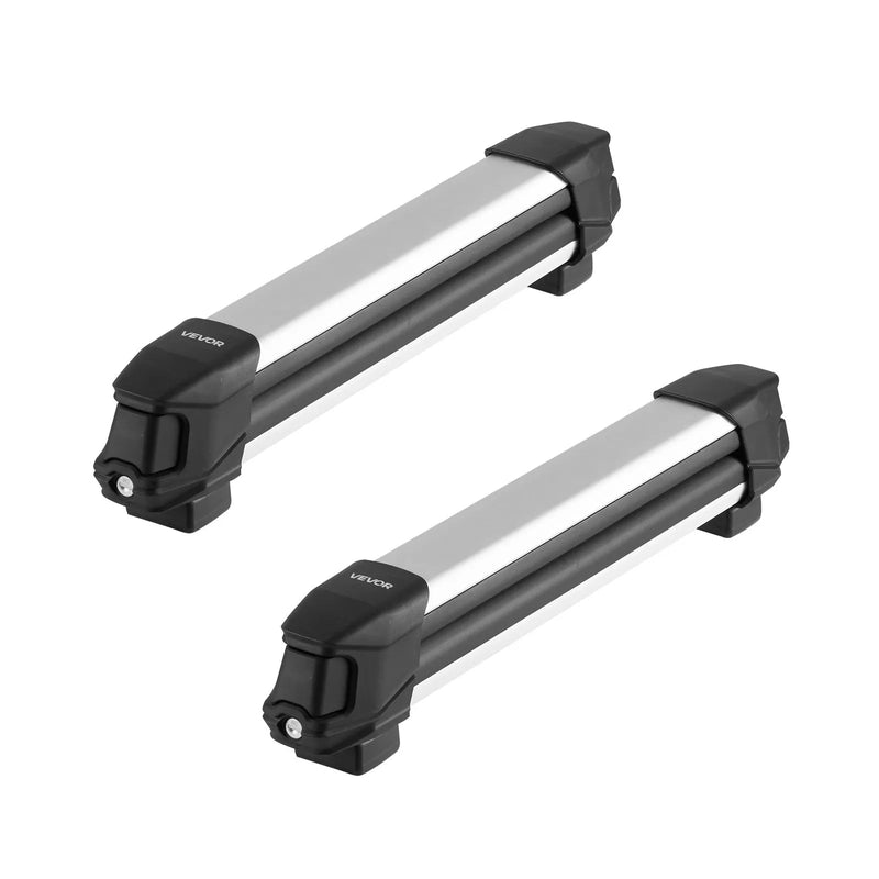 VEVOR slēpju un snovborda jumta turētājs, paredzēts līdz 4 slēpju pāriem vai 2 snovbordiem, 2 gab. universāls alumīnija auto jumta bagāžnieks ar slēdzeni un gumijas polsterējumu, piemērots arī makšķerkātiem, saderīgs ar vairumu rievotu šķērsstieņu