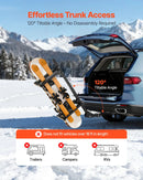 VEVOR salokāms piekabes āķa slēpošanas un snovborda turētājs, piemērots 50 mm sakabei, līdz 6 slēpju pāriem vai 4 snovbordiem, regulējams, ar slēdzeni, drošības siksnu un noliekamu piekļuvi