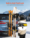 VEVOR salokāms piekabes āķa slēpošanas un snovborda turētājs, piemērots 50 mm sakabei, līdz 6 slēpju pāriem vai 4 snovbordiem, regulējams, ar slēdzeni, drošības siksnu un noliekamu piekļuvi