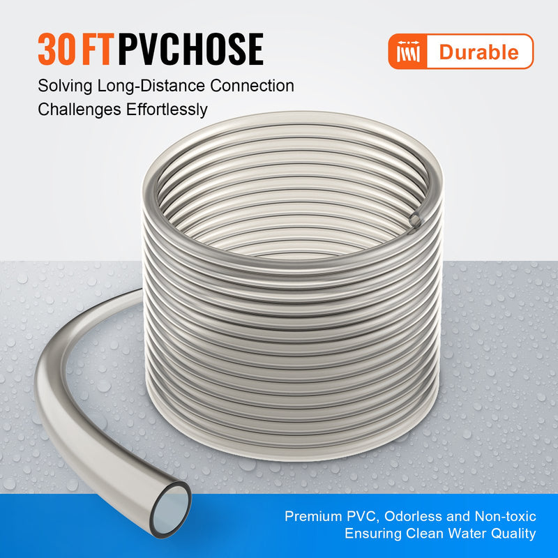 VEVOR Akvārija smilšu tīrītājs, 9m PVC šļūtene, zivju tvertnes smilšu un grants tīrīšanai, 3 veidu misiņa adapteri