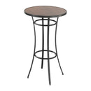 Āra apaļais bāra galds, 60 cm augsts bistro tipa galds ar viegli tīrāmu virsmu un izturīgu metāla rāmi, piemērots gan iekštelpām, gan āra lietošanai – ideāli piemērots mazām telpām vai virtuvei