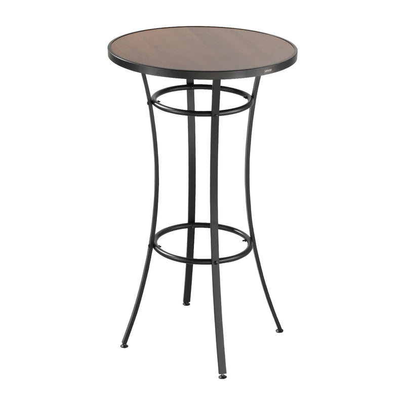 Āra apaļais bāra galds, 60 cm augsts bistro tipa galds ar viegli tīrāmu virsmu un izturīgu metāla rāmi, piemērots gan iekštelpām, gan āra lietošanai – ideāli piemērots mazām telpām vai virtuvei