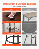 Āra apaļais bāra galds, 60 cm augsts bistro tipa galds ar viegli tīrāmu virsmu un izturīgu metāla rāmi, piemērots gan iekštelpām, gan āra lietošanai – ideāli piemērots mazām telpām vai virtuvei