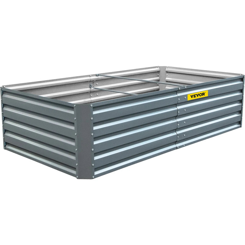 Cinkota paaugstinātā dobe, 203 × 102 × 48 см metāla stādīšanas kaste, pelēka tērauda dārza kastes komplekts dārzeņu, puķu, augļu, garšaugu un sukulentu audzēšanai ārā