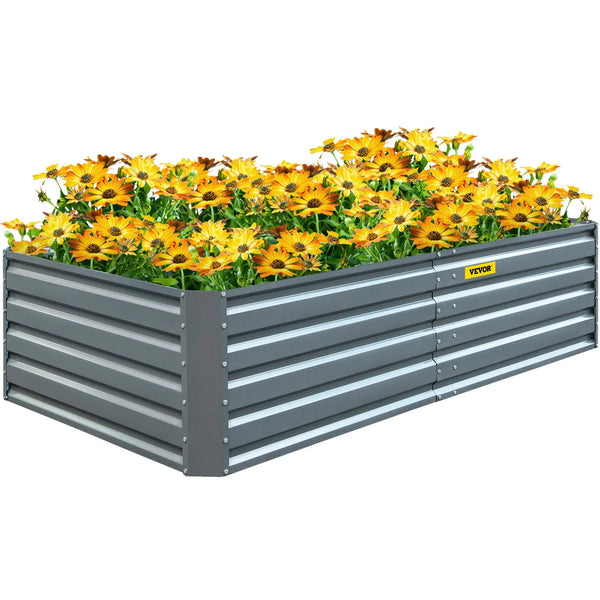 Cinkota paaugstinātā dobe, 203 × 102 × 48 см metāla stādīšanas kaste, pelēka tērauda dārza kastes komplekts dārzeņu, puķu, augļu, garšaugu un sukulentu audzēšanai ārā