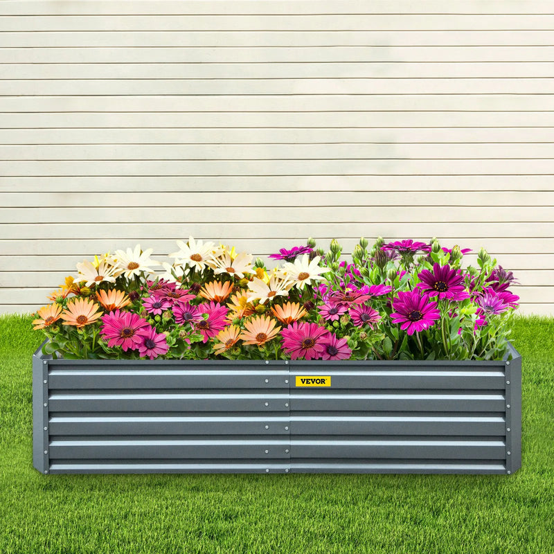 Cinkota paaugstinātā dobe, 203 × 102 × 48 см metāla stādīšanas kaste, pelēka tērauda dārza kastes komplekts dārzeņu, puķu, augļu, garšaugu un sukulentu audzēšanai ārā