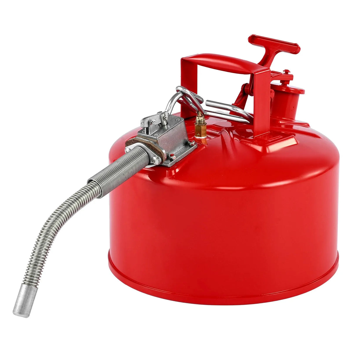 VEVOR Safety Fuel Can 9.5 L, Type II Petrol Can with Stainless Steel Flame Arrestor, Self-Closing Cap and Flexible Metal Spout, Carbon Steel Flammable Liquid Storage Tank with Ergonomic Handle