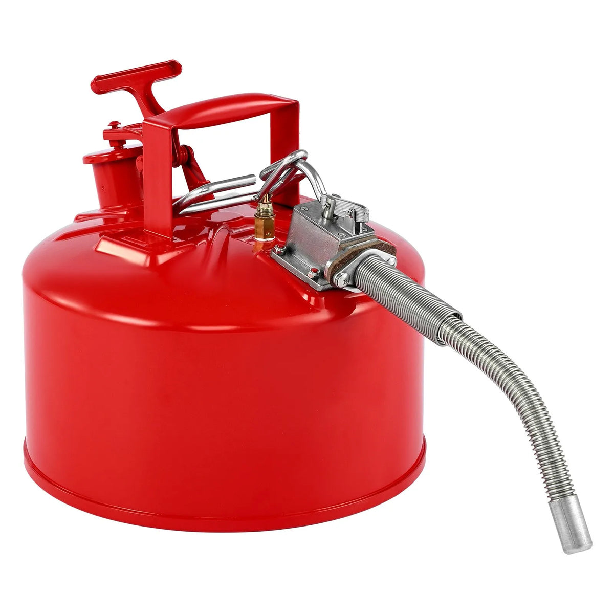 VEVOR Safety Fuel Can 9.5 L, Type II Petrol Can with Stainless Steel Flame Arrestor, Self-Closing Cap and Flexible Metal Spout, Carbon Steel Flammable Liquid Storage Tank with Ergonomic Handle