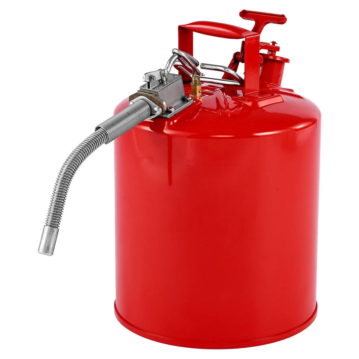 VEVOR 19 L Safety Fuel Can, Type II Petrol Can with Stainless Steel Flame Arrestor, Self-Closing Cap and Flexible Metal Spout, Carbon Steel Flammable Liquid Storage Tank with Ergonomic Handle