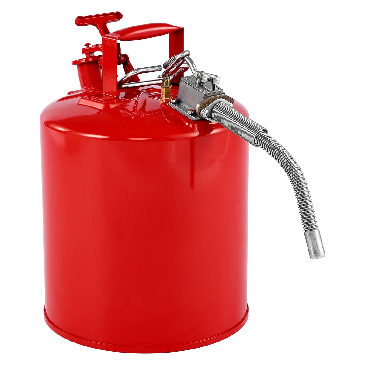 VEVOR 19 L Safety Fuel Can, Type II Petrol Can with Stainless Steel Flame Arrestor, Self-Closing Cap and Flexible Metal Spout, Carbon Steel Flammable Liquid Storage Tank with Ergonomic Handle