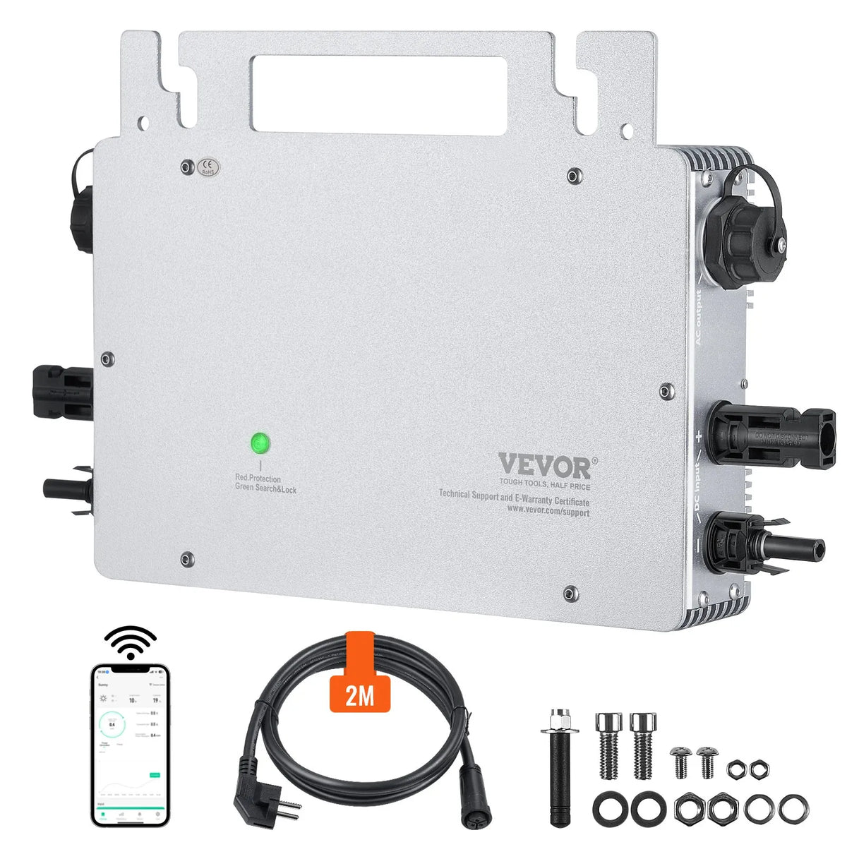 VEVOR Mikroinvertors 600W — tīkla, IP67, WiFi