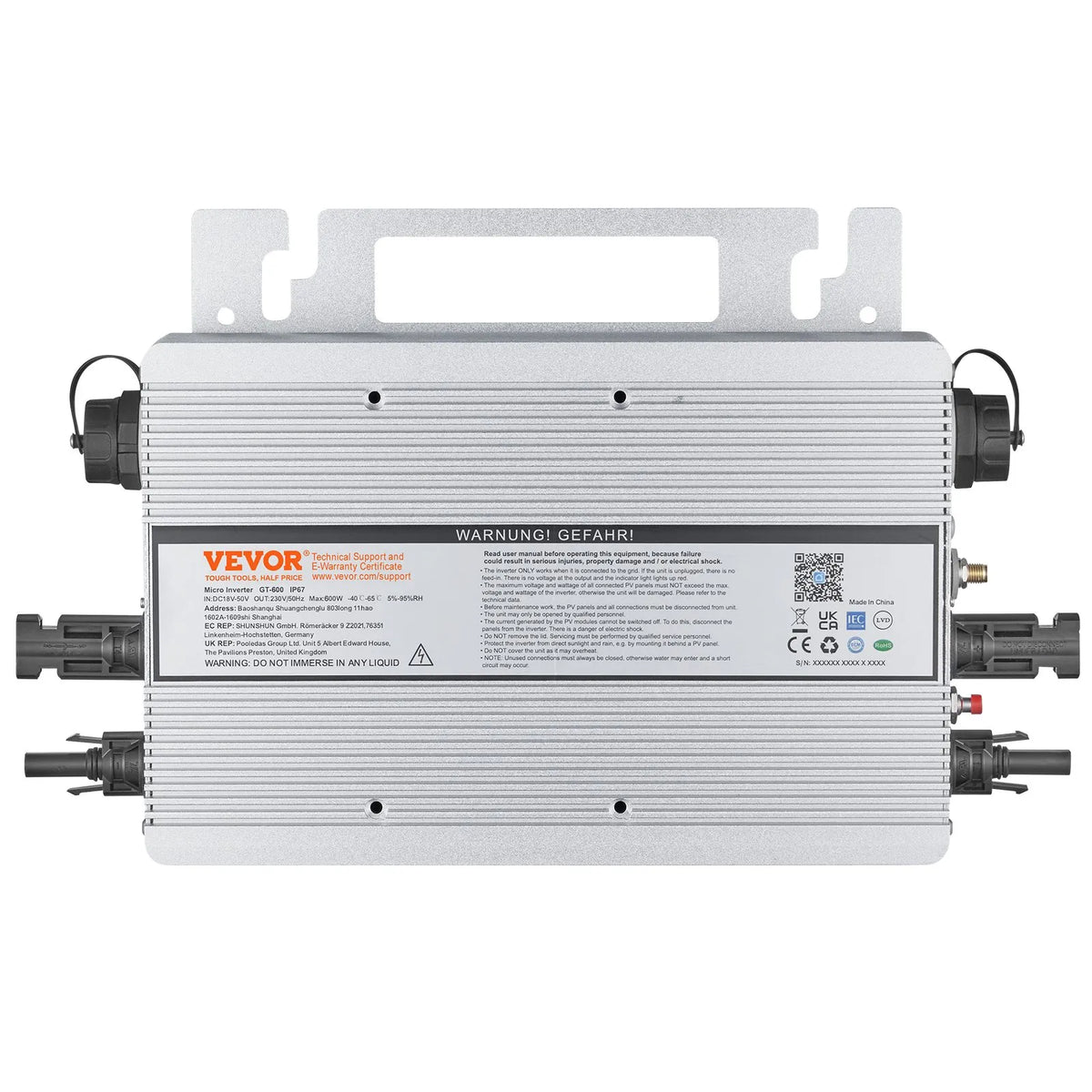VEVOR Mikroinvertors 600W — tīkla, IP67, WiFi